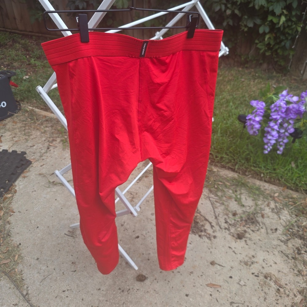 Nike Pro Dri-FIT Mens Compression Tights Red Leggings 3XL Tight Fit Base Layer - Picture 3 of 5